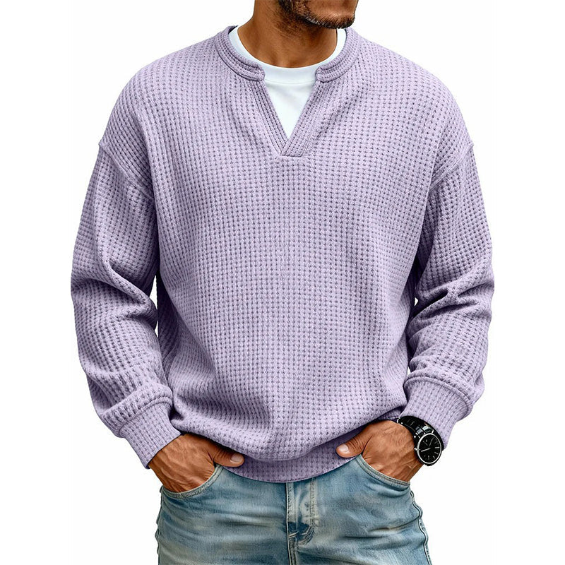 👕 50 % RABATT – Strukturierter Waffel-Pullover für Herren | Mock-Layer-Look