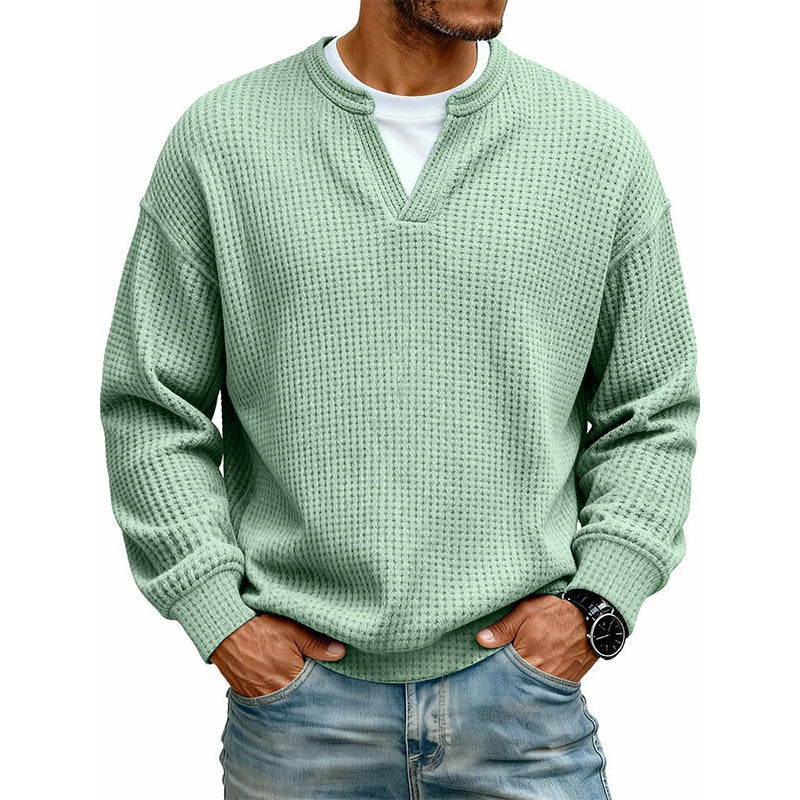 👕 50 % RABATT – Strukturierter Waffel-Pullover für Herren | Mock-Layer-Look