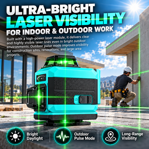 360-Grad-Laser-Wasserwaage für den Außenbereich – für Bau- und Fliesenarbeiten📐✨