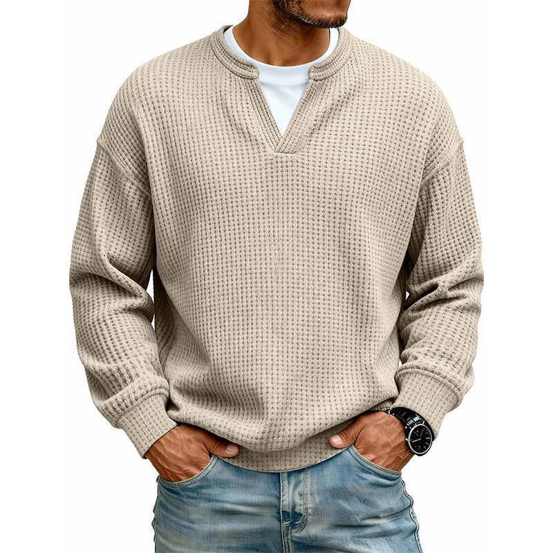 👕 50 % RABATT – Strukturierter Waffel-Pullover für Herren | Mock-Layer-Look