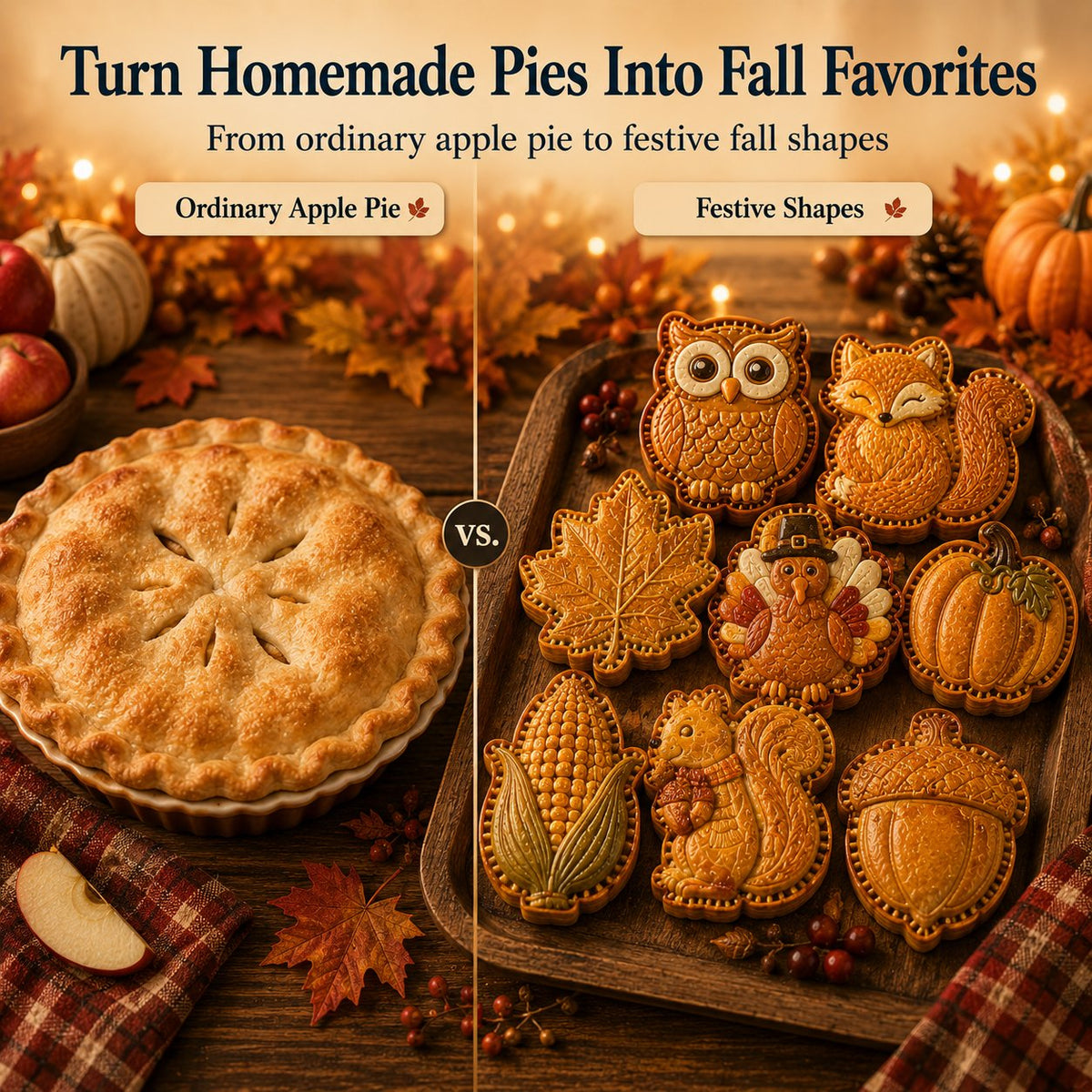 🍂 Verwandeln Sie Teig in herbstliche Mini-Pies | 8 detailreiche Formen