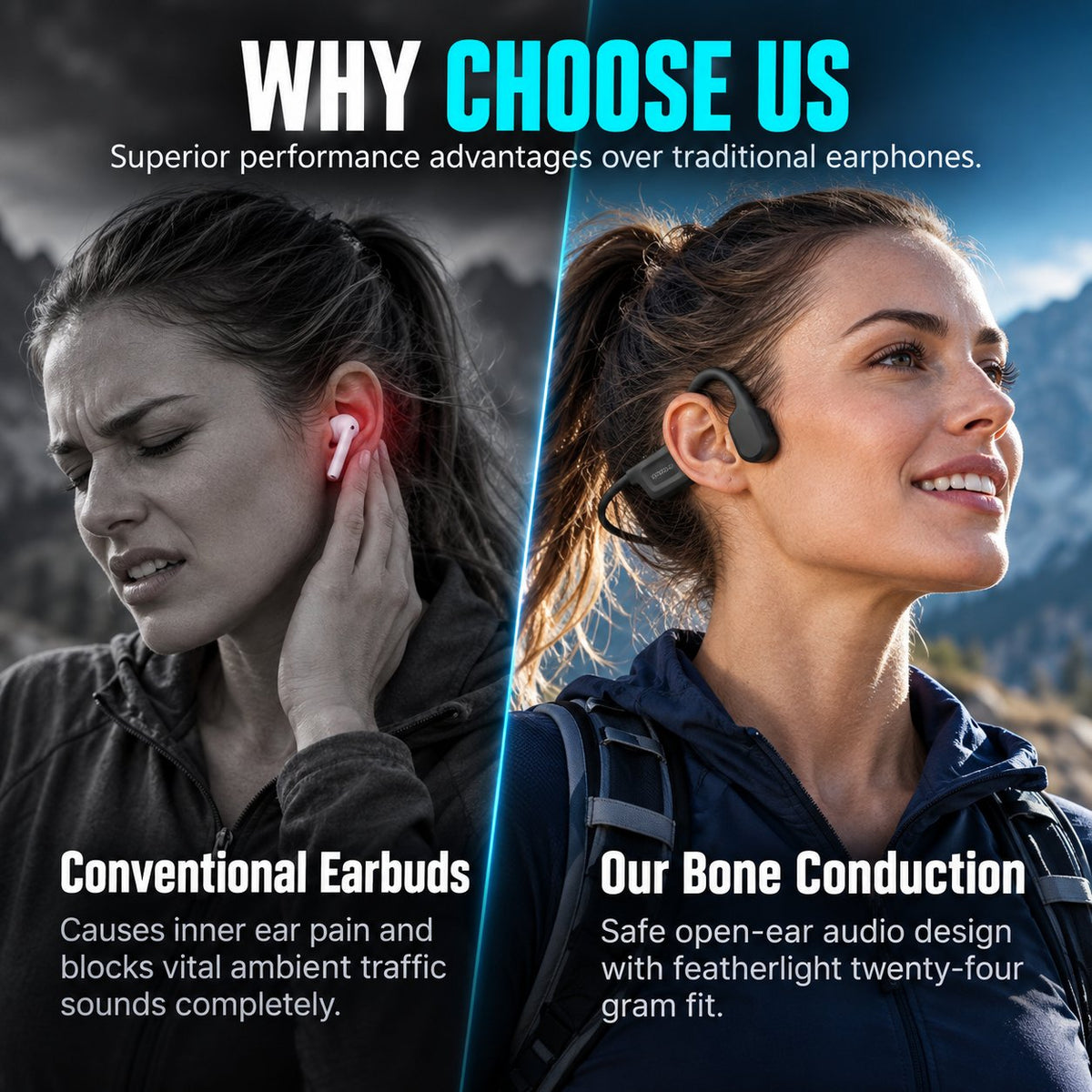 Professioneller Knochenleitungskopfhörer für Sport, Bluetooth 6.0, IP67 wasserdicht, offenes, kabelloses Headset für Laufen und Radfahren