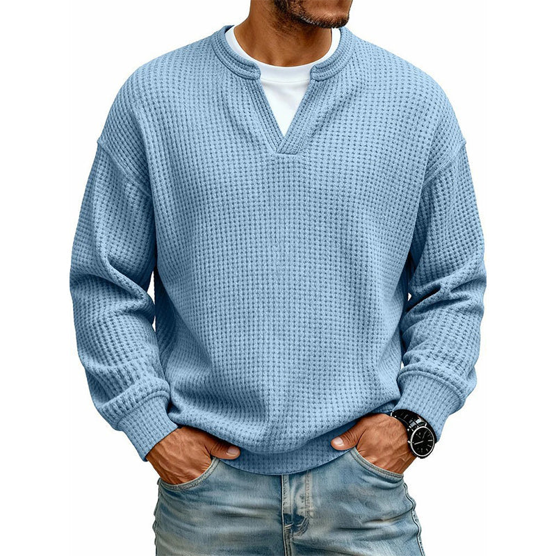 👕 50 % RABATT – Strukturierter Waffel-Pullover für Herren | Mock-Layer-Look