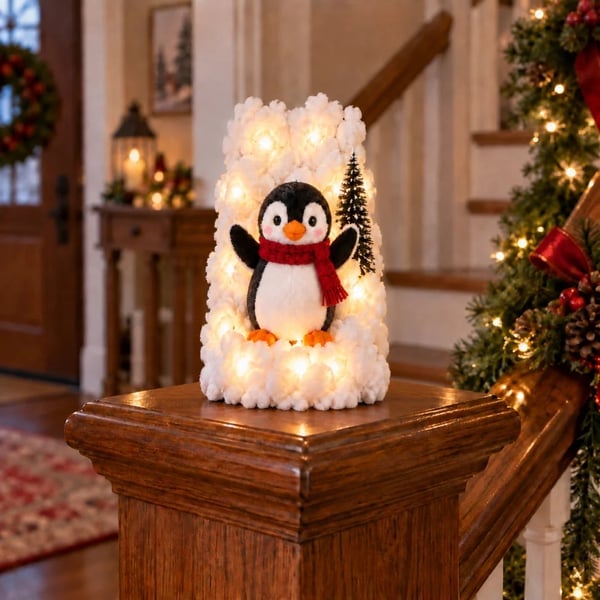 🐧 Weihnachts-Pinguin-Schneedeko für Treppe & Geländer ✨ | 5 winterliche Motive