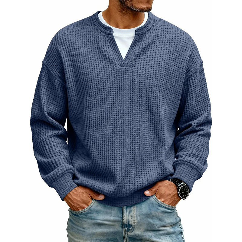 👕 50 % RABATT – Strukturierter Waffel-Pullover für Herren | Mock-Layer-Look