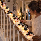 🐧 Weihnachts-Pinguin-Schneedeko für Treppe & Geländer ✨ | 5 winterliche Motive
