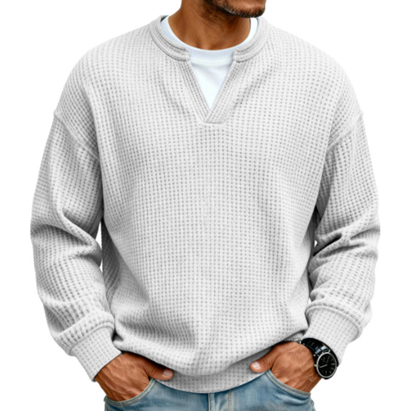 👕 50 % RABATT – Strukturierter Waffel-Pullover für Herren | Mock-Layer-Look