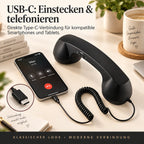 ☎️✨ Retro-Telefonhörer mit USB-C – Klassischer Look, moderner Komfort für Smartphone & Tablet 📱