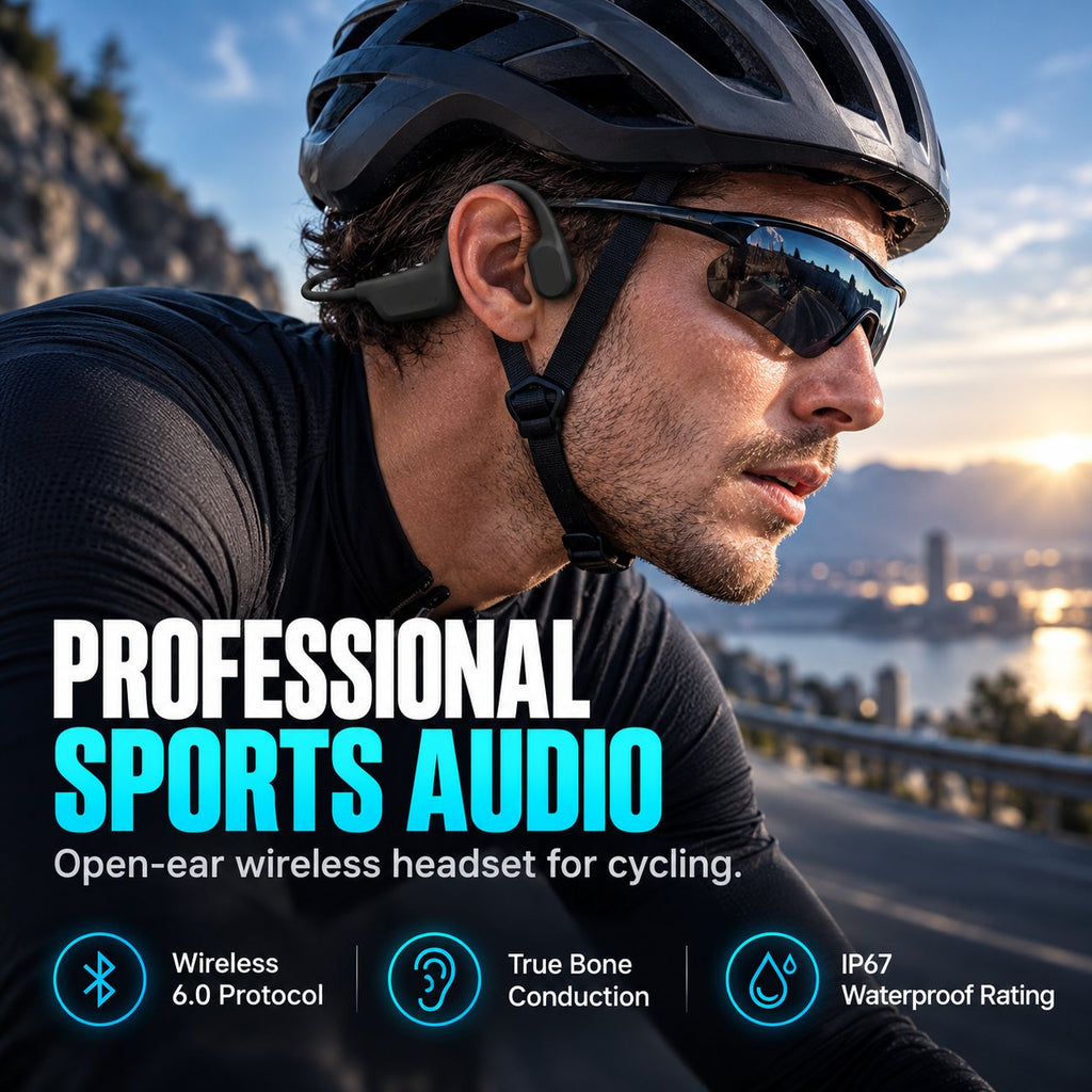 Professioneller Knochenleitungskopfhörer für Sport, Bluetooth 6.0, IP67 wasserdicht, offenes, kabelloses Headset für Laufen und Radfahren