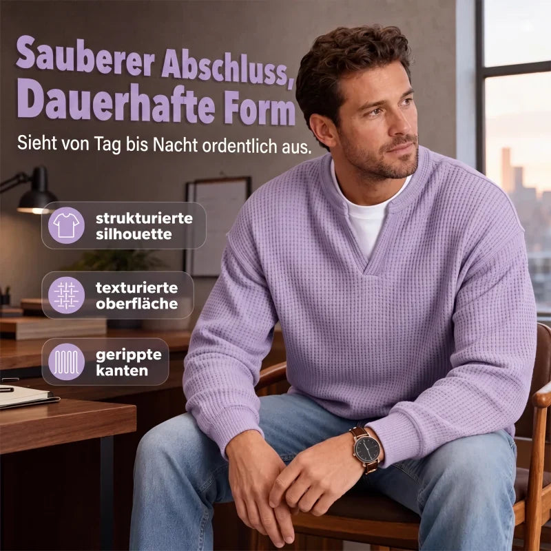 Herren-Pullover mit Waffelstruktur und lockerem Schnitt