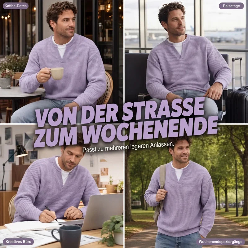 Strukturierter Waffel-Pullover für Herren – weitere Produktansicht