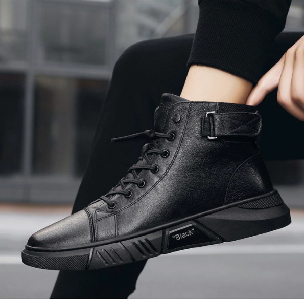🎁Heißer Ausverkauf 50% Rabatt⏳Schwarze, lässige, vielseitige Herren-Stiefeletten aus echtem Leder
