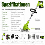 Produktspezifikationen des 3-in-1 Akku-Gartentrimmers