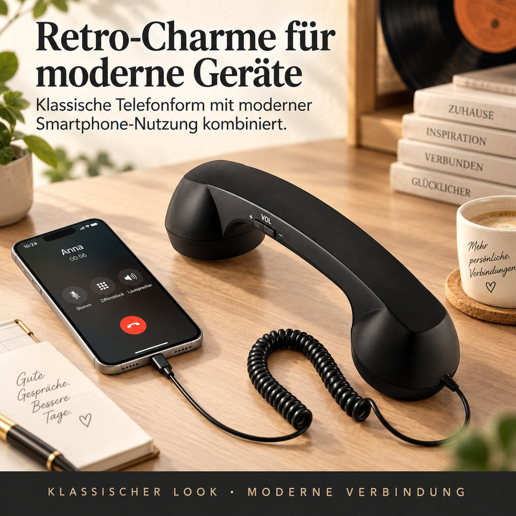 ☎️✨ Retro-Telefonhörer mit USB-C – Klassischer Look, moderner Komfort für Smartphone & Tablet 📱