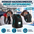Großflächige Kopf- und Nackenstütze des aufblasbaren Reisekissens