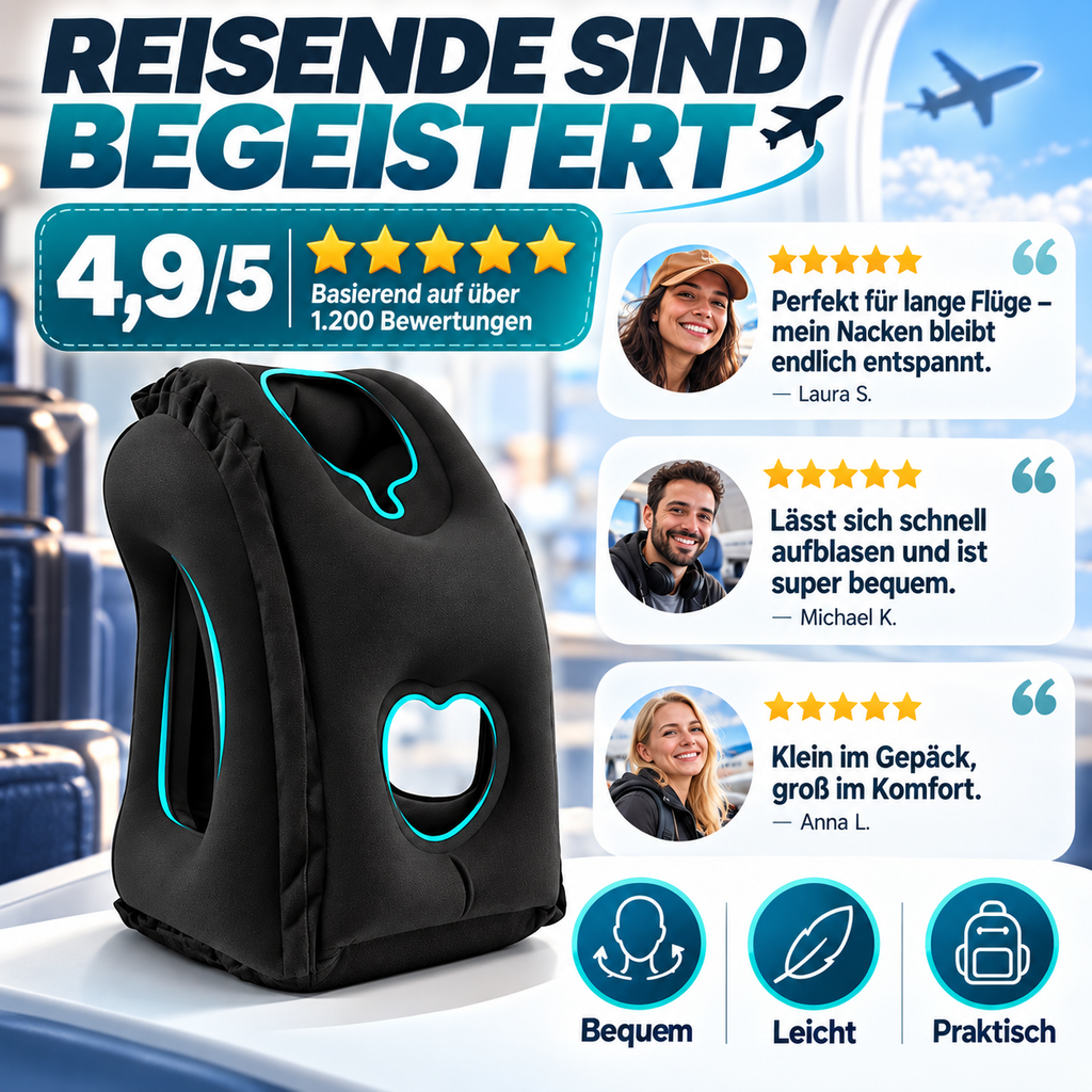 Beflockte Oberfläche des ergonomischen Reisekissens