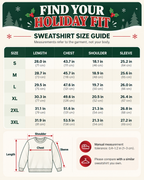 Größentabelle der Weihnachtspullover von S bis 3XL