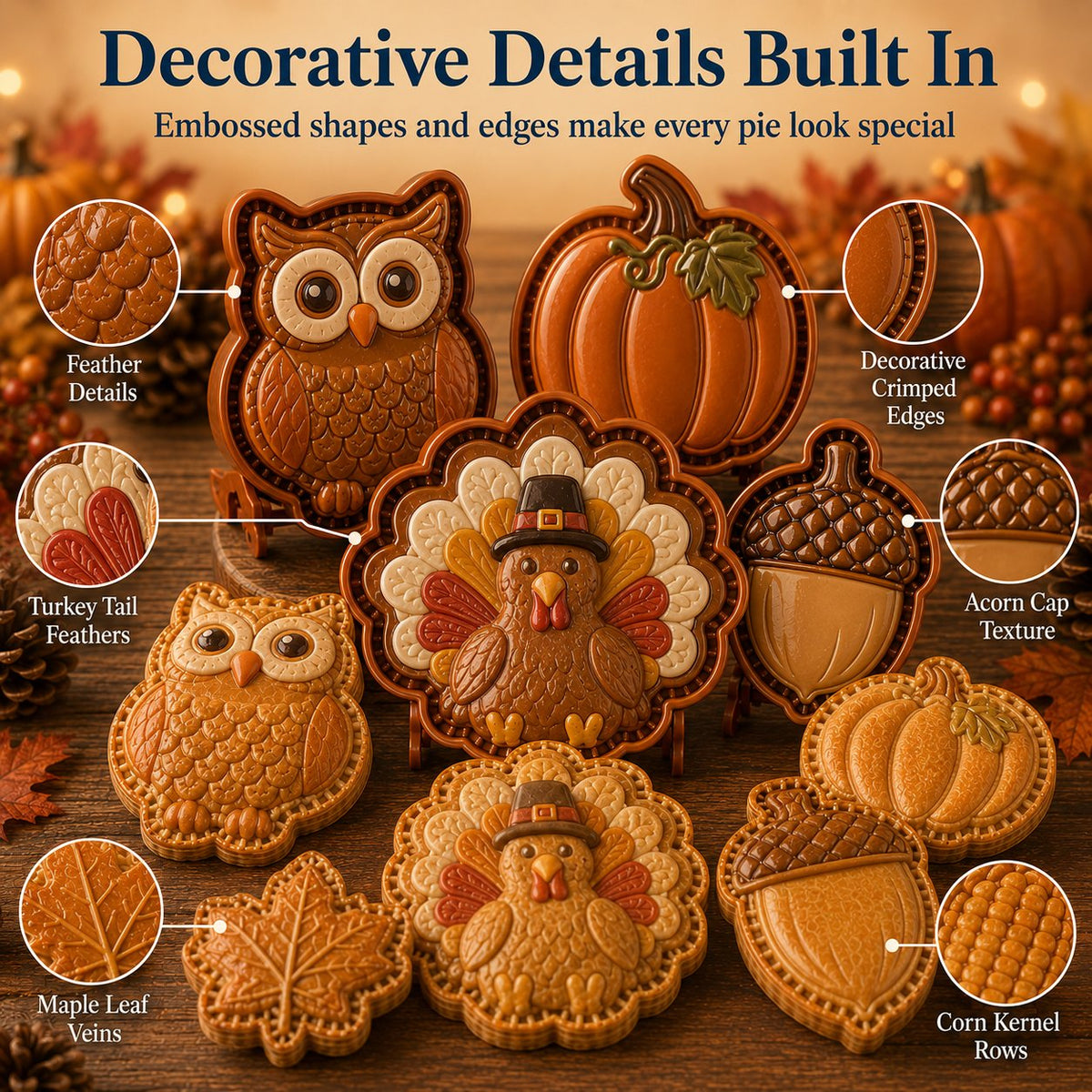 🍂 Verwandeln Sie Teig in herbstliche Mini-Pies | 8 detailreiche Formen