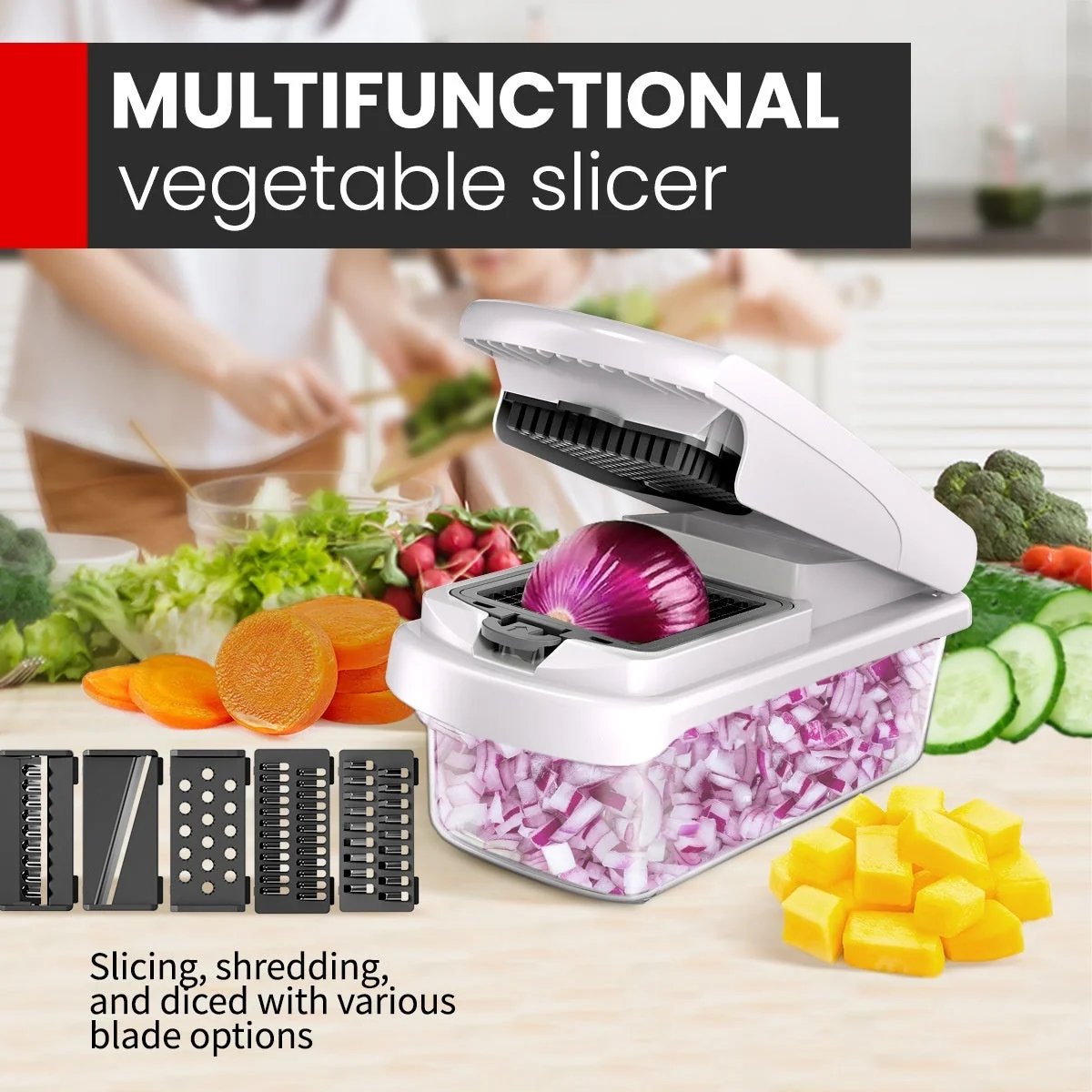 🥬 15-in-1 Multifunktionaler Gemüsehobel | Edelstahl & BPA-frei