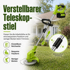 Verstellbarer Teleskopstiel des Akku-Gartentrimmers
