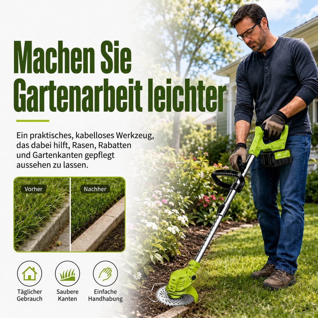 3-in-1 Gartentrimmer für Rasen, Beete und Rasenkanten