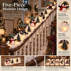 🐧 Weihnachts-Pinguin-Schneedeko für Treppe & Geländer ✨ | 5 winterliche Motive