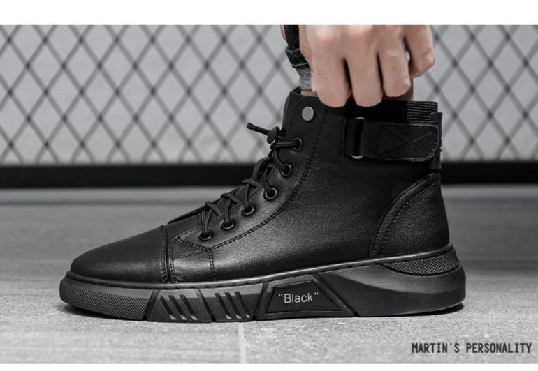 🎁Heißer Ausverkauf 50% Rabatt⏳Schwarze, lässige, vielseitige Herren-Stiefeletten aus echtem Leder