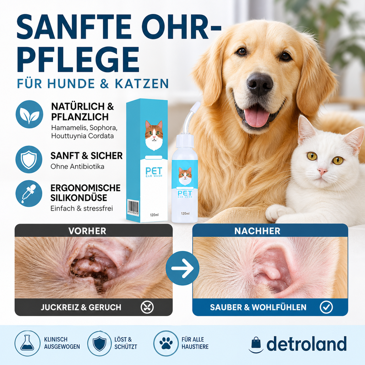 🐶🐱 Ohrenreiniger | Lindert Juckreiz bei Hunden & Katzen 👂