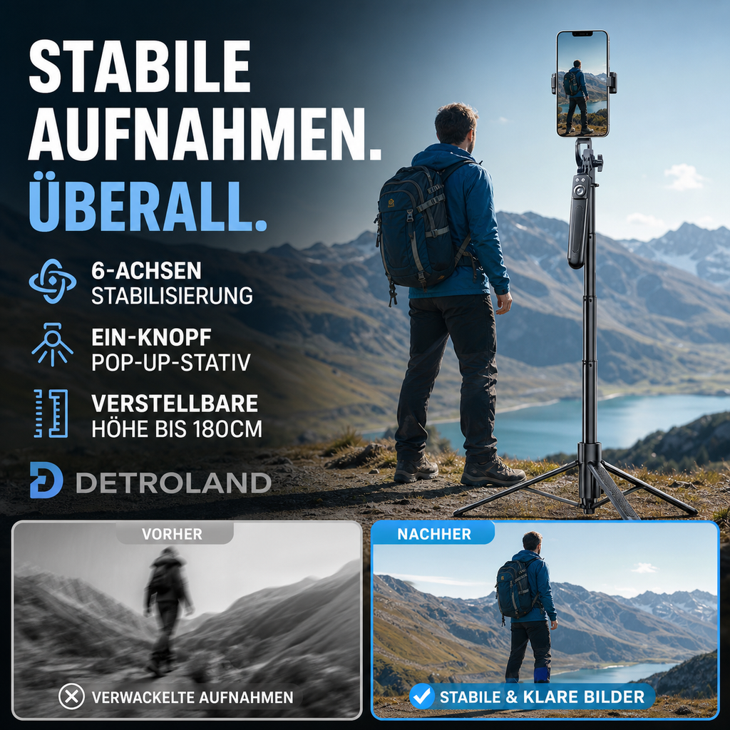 📱 4-beiniger Selfie-Stick & Smartphone-Stativ | 28–180 cm