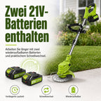 Zwei 21-V-Lithium-Ionen-Akkus im Lieferumfang