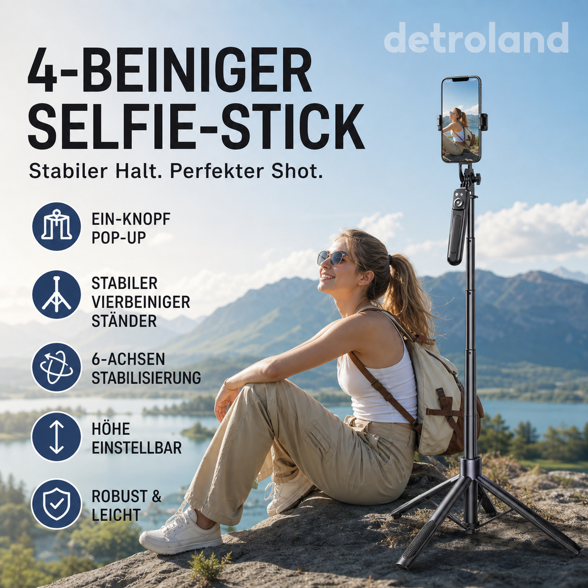 📱 4-beiniger Selfie-Stick & Smartphone-Stativ | 28–180 cm