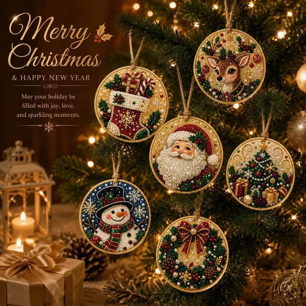 Weihnachts Diamond Painting Set mit 6 Anhängern