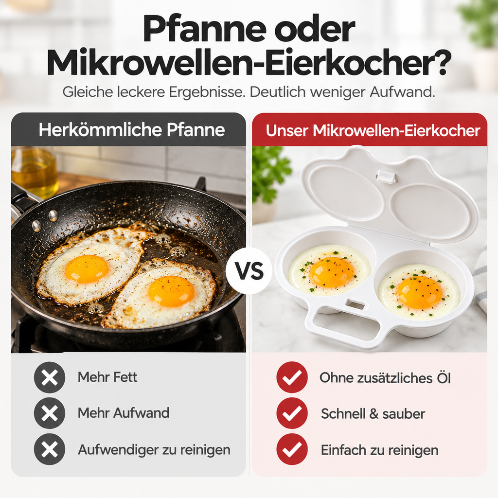 Pfanne oder Mikrowellen-Eierpochierer – Vergleich