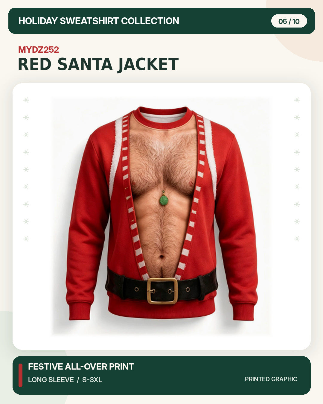 Weihnachtspullover MYDZ252 – Rote Santa-Jacke
