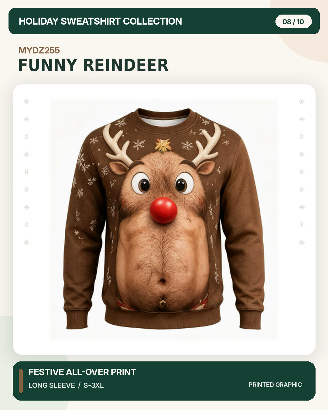Weihnachtspullover MYDZ255 – Lustiges Rentier