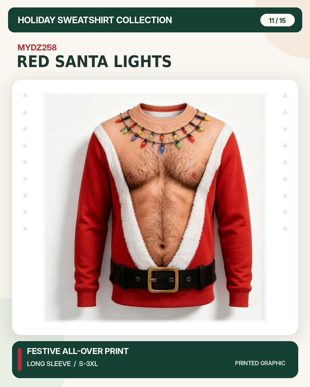 Weihnachtspullover MYDZ258 – Rote Santa-Lichter