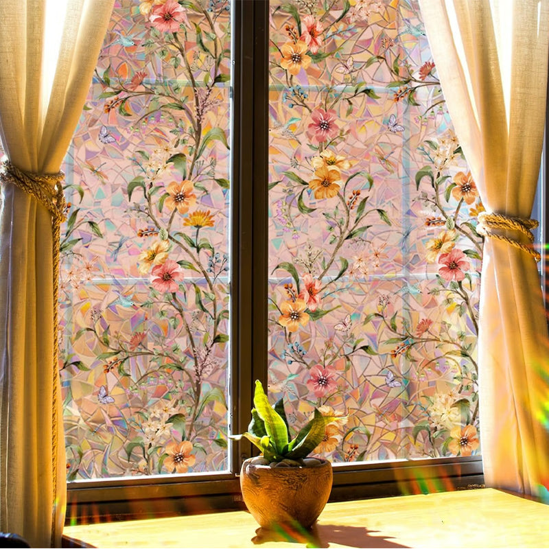 ✨ Statische Fensterfolie in Buntglasoptik | Sichtschutz ohne Kleber