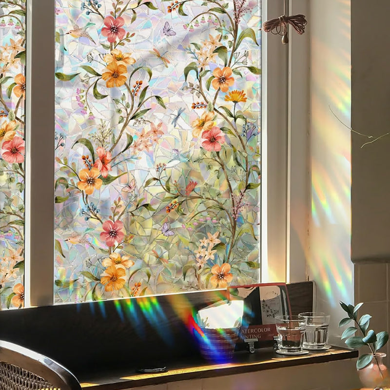 ✨ Statische Fensterfolie in Buntglasoptik | Sichtschutz ohne Kleber