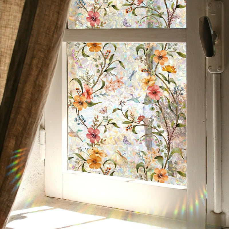✨ Statische Fensterfolie in Buntglasoptik | Sichtschutz ohne Kleber