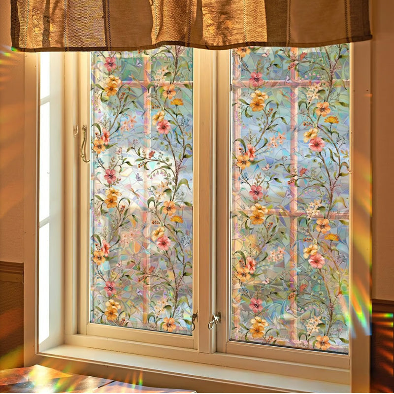 ✨ Statische Fensterfolie in Buntglasoptik | Sichtschutz ohne Kleber