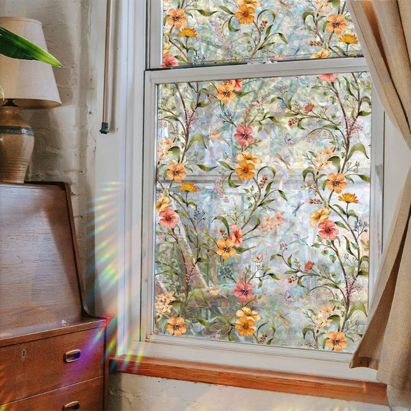 ✨ Statische Fensterfolie in Buntglasoptik | Sichtschutz ohne Kleber