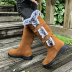 Damen Schneestiefel in mittlerer Wadenhöhe mit dicker Kunstplüsch-Fütterung【Kostenlose Lieferung】