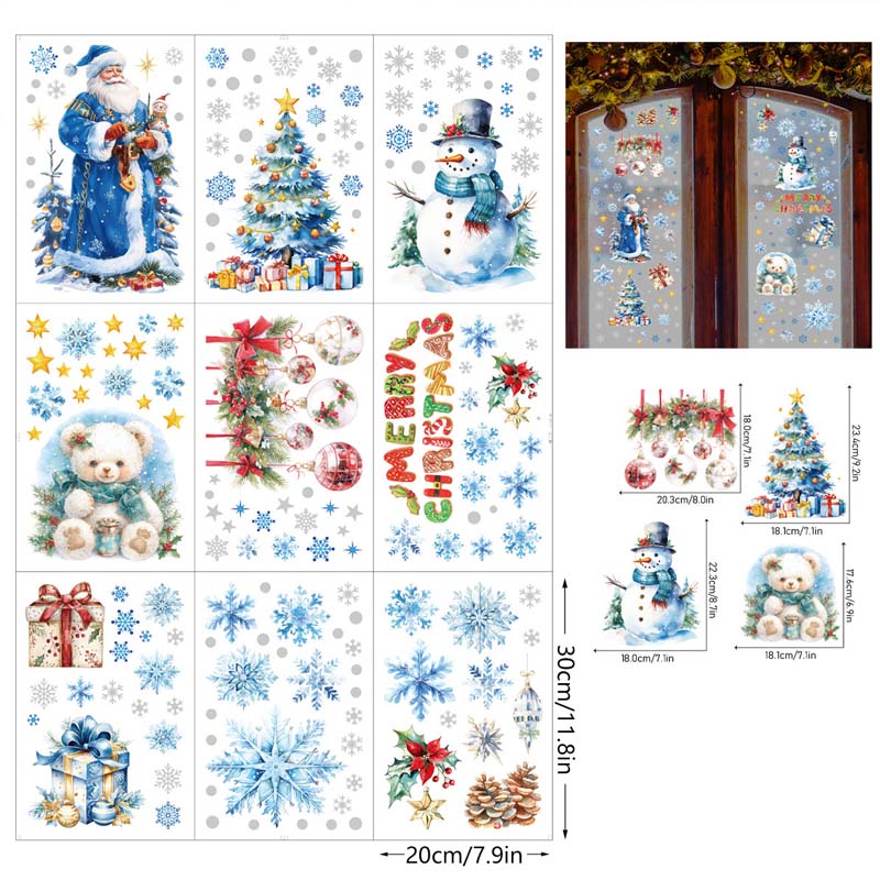 ✨ Weihnachtliche Glitzer-Fensterbilder 🎄 | 9-teilig, ohne Kleber & wiederverwendbar
