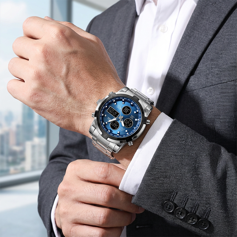 48-mm-Zifferblatt der Analog-Digital-Herrenuhr