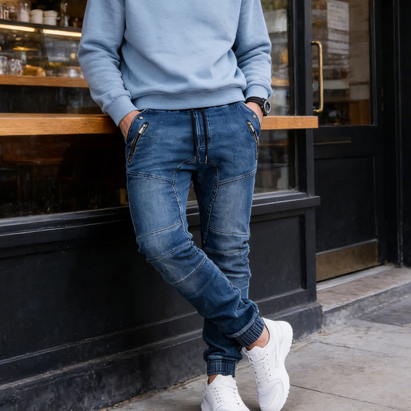 Herren Denim-Jogger in Schwarz und Blau
