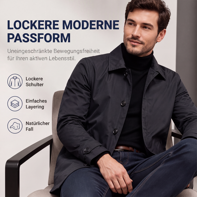 🧥 Wasserdichter mittellanger Herren-Trenchcoat | Lockerer City-Look