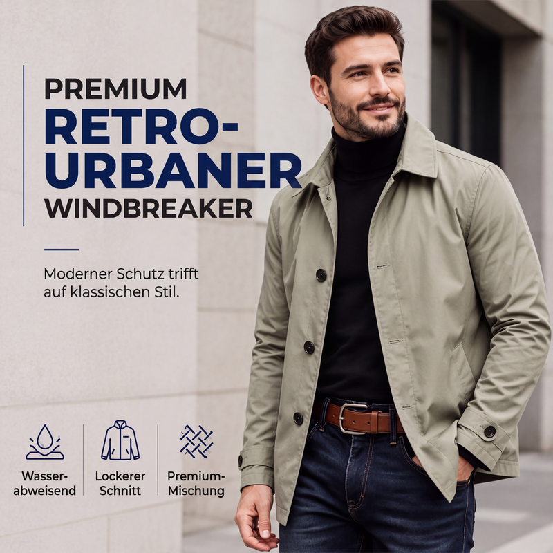 🧥 Wasserdichter mittellanger Herren-Trenchcoat | Lockerer City-Look