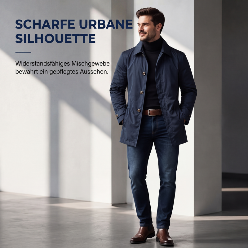 🧥 Wasserdichter mittellanger Herren-Trenchcoat | Lockerer City-Look