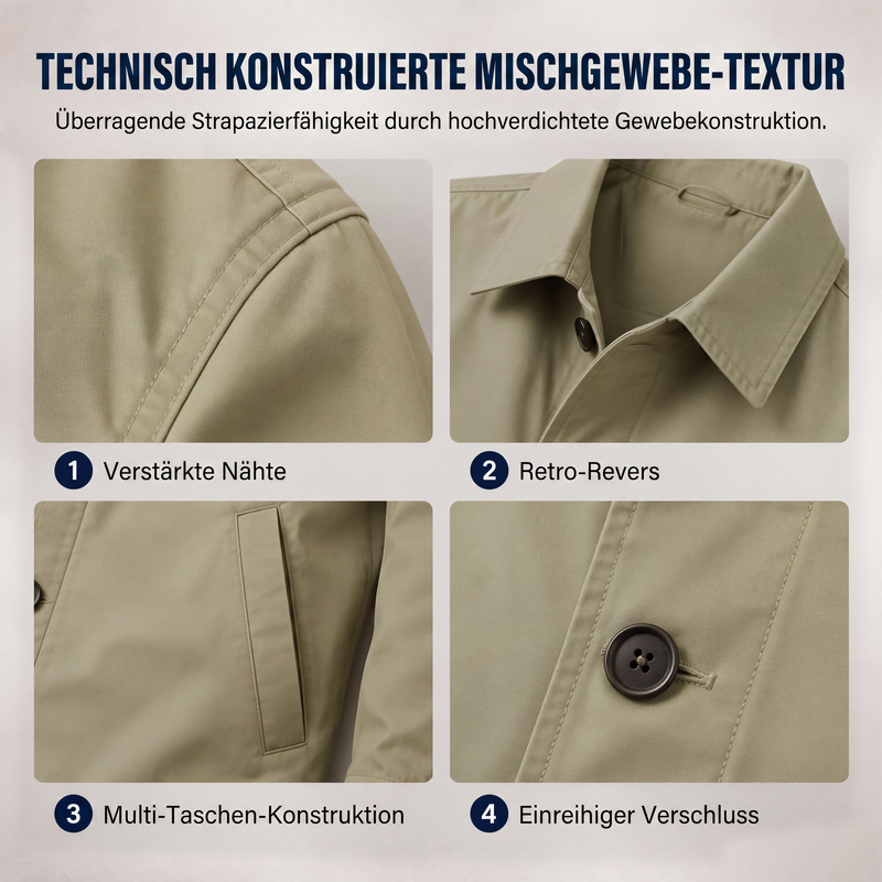 🧥 Wasserdichter mittellanger Herren-Trenchcoat | Lockerer City-Look