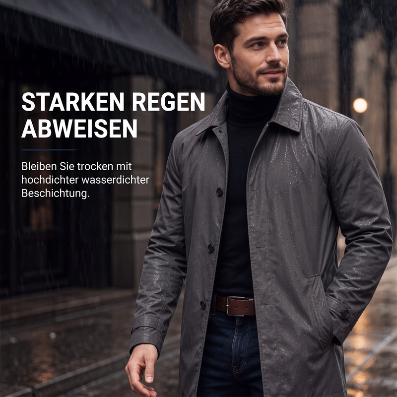 🧥 Wasserdichter mittellanger Herren-Trenchcoat | Lockerer City-Look